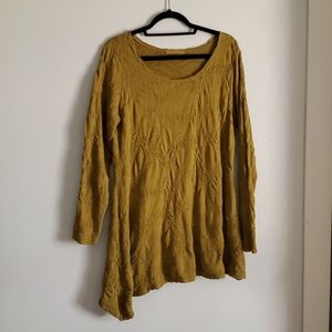 Cut Loose Asymmetrical Artsy Tunic Blouse Contemporary Crinkle Textured